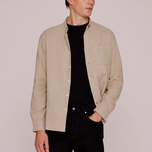 Long-Sleeve Slim Jaspé Shirt - Brand New - NEVER WORN - Light Khaki
